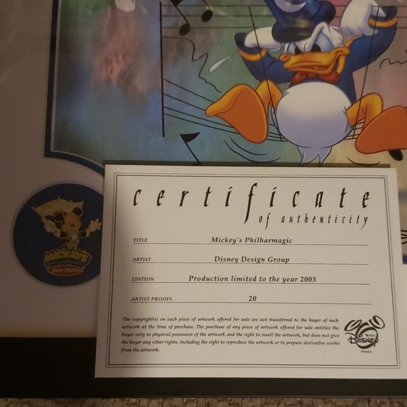 Mickeys Philharmagic collectible pin and artist pr - Picture 2 of 4